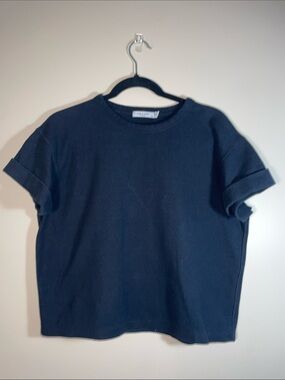 rag & bone Black Waffle-Knit Crew Sweater